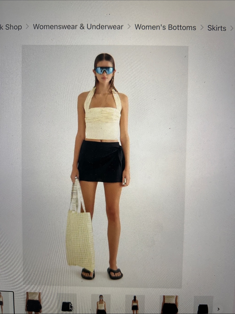 Venroy Linen tie mini skirt in black size small s